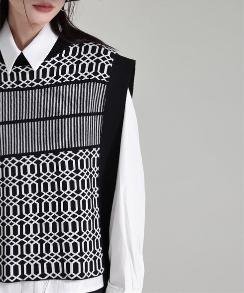 Geometric Jacquard Knit Vest